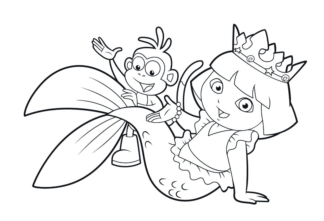 1109x759 Dora Mermaid Coloring Pages