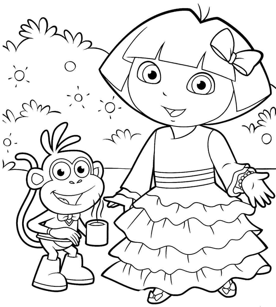 Dora The Explorer Christmas Coloring Pages