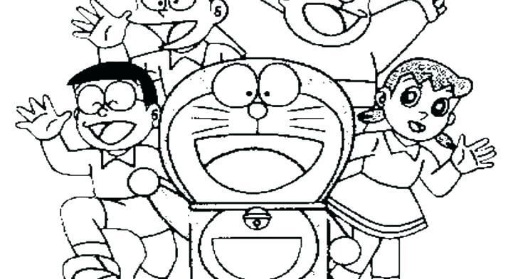 728x393 Doraemon Coloring Coloring Pages Cheerful With His Friends 1