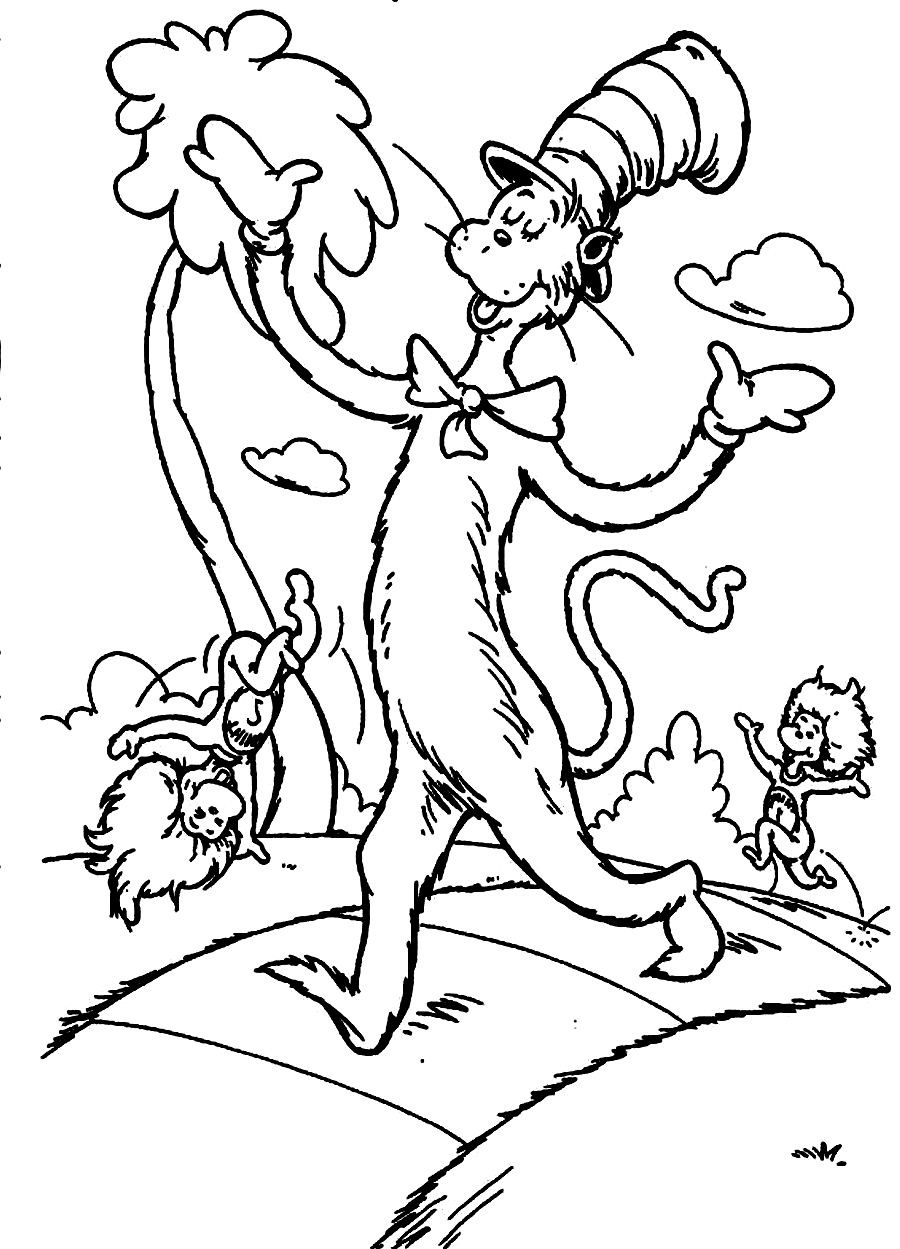 900x1249 Free Printable Cat In The Hat Coloring Pages For Kids