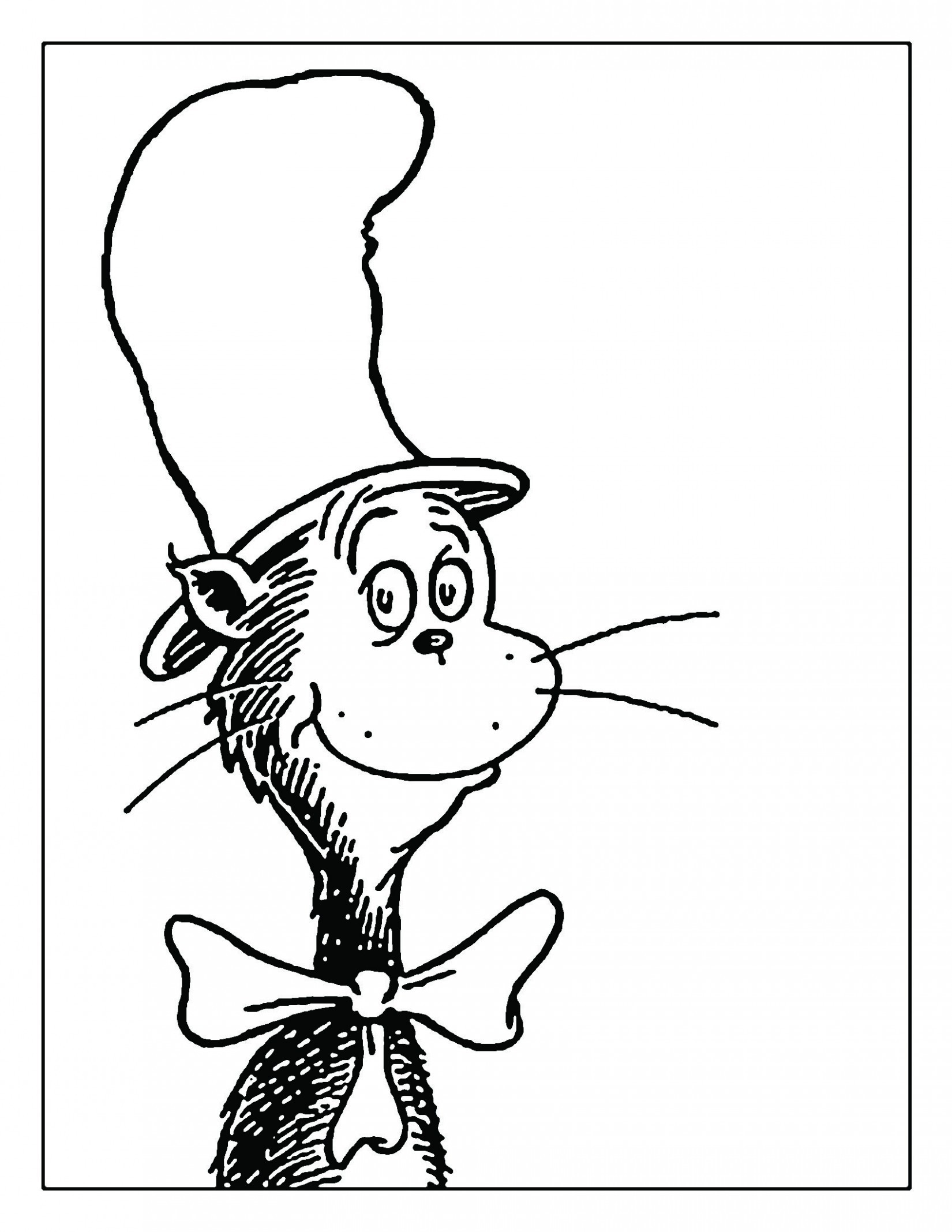 1650x2135 Simplistic Cat And The Hat Coloring Page Dr Se