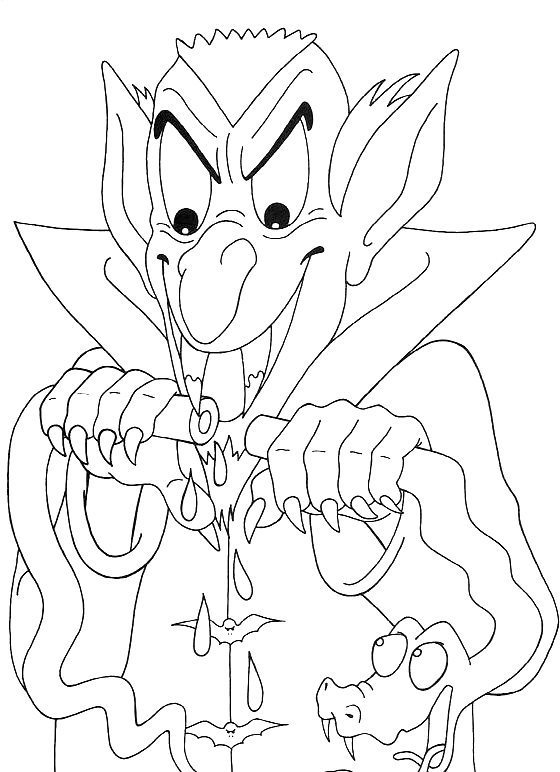560x772 Scary Dracula Halloween Coloring Pages