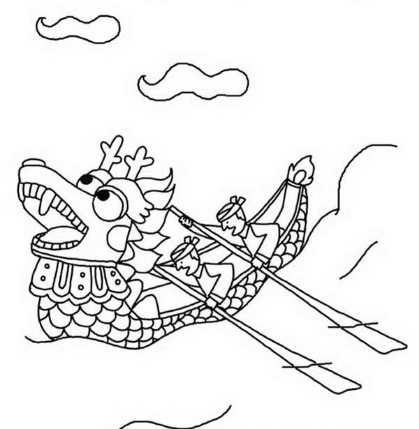 600x615 Dragon Boat Coloring Pages Dragon Boat Race In Chinese Symbols