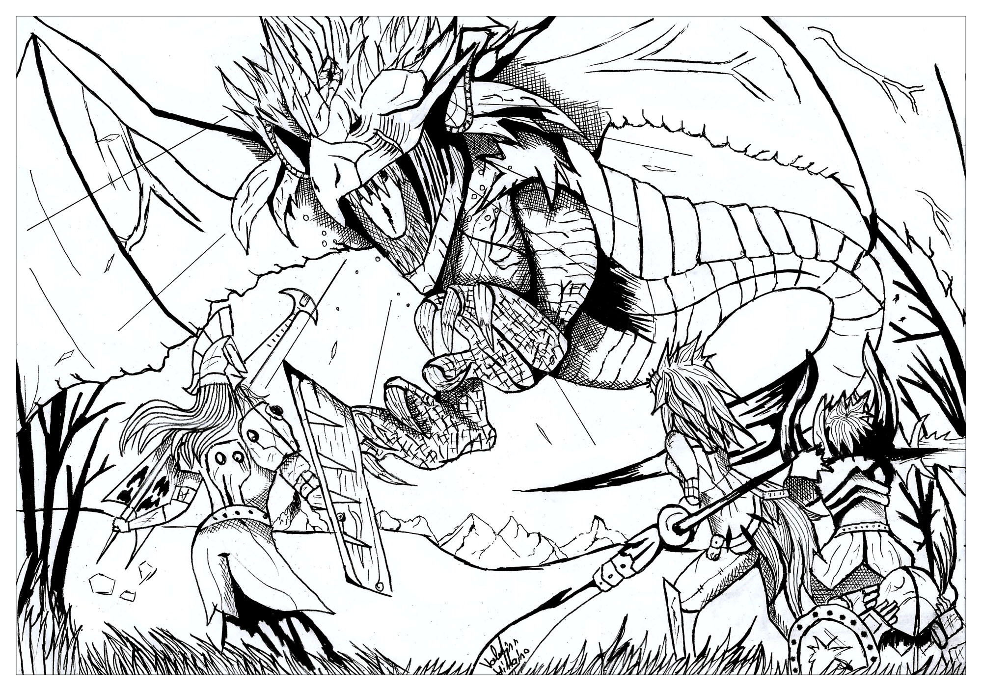 2000x1408 Dragon Coloring Pages For Adults