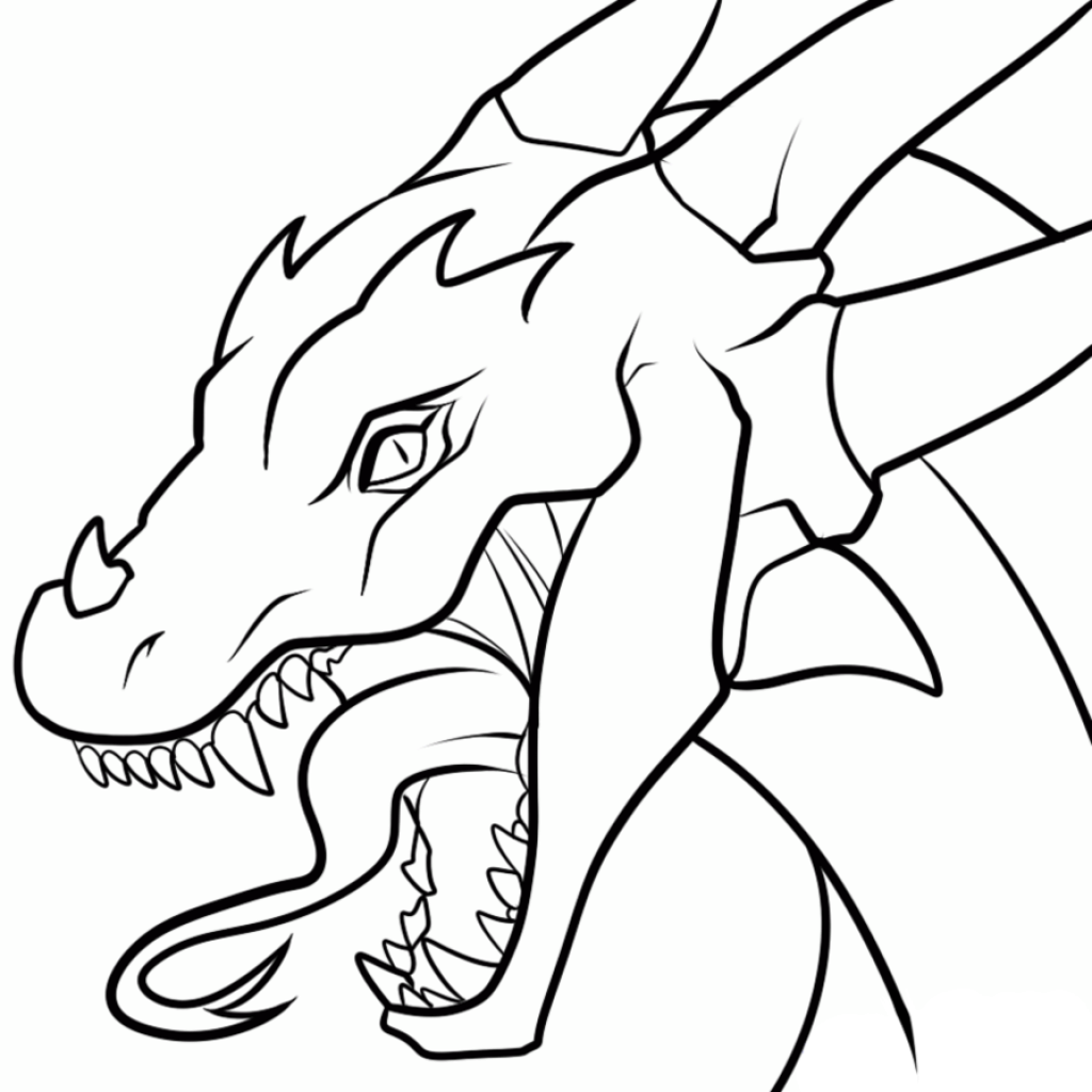 1024x1024 Dragon Head Coloring Page