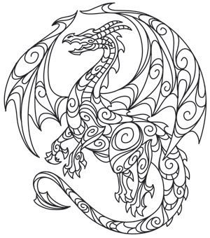 300x340 Dragon Free Printable Coloring Pages Adult Coloring Book