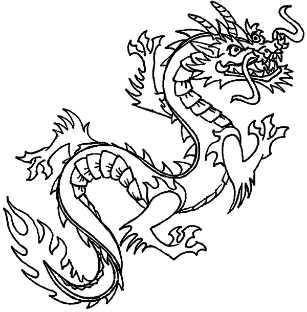 600x610 Chinese Dragon Coloring Pages Easy In Amusing Page Paint Simple
