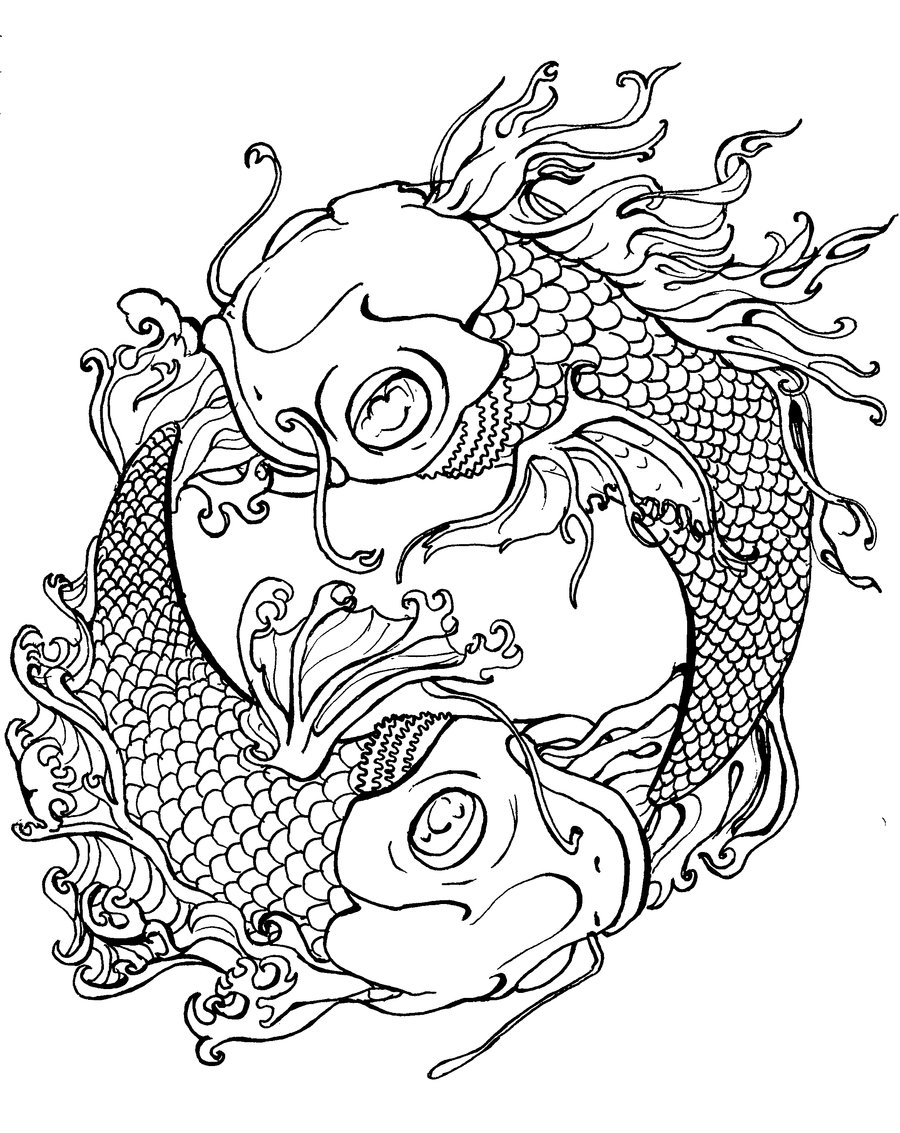 900x1133 Japanese Koi Coloring Pages Download And Print For Free Adult