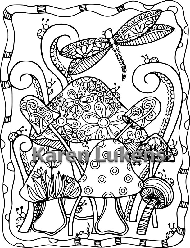 612x799 5 Pages, Dragonfly Coloring Pack