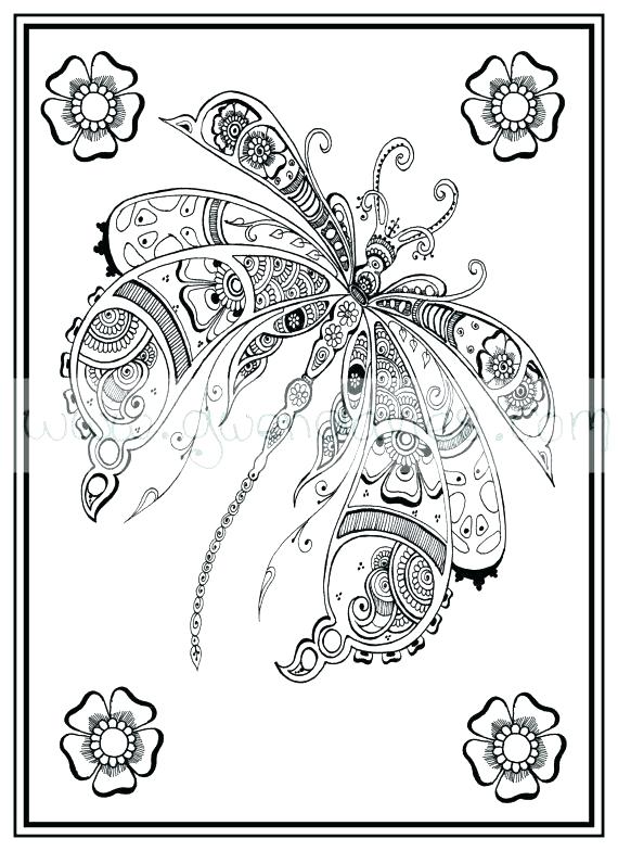 570x784 Adult Colouring Download Cute Dragonfly Coloring Pages To Print