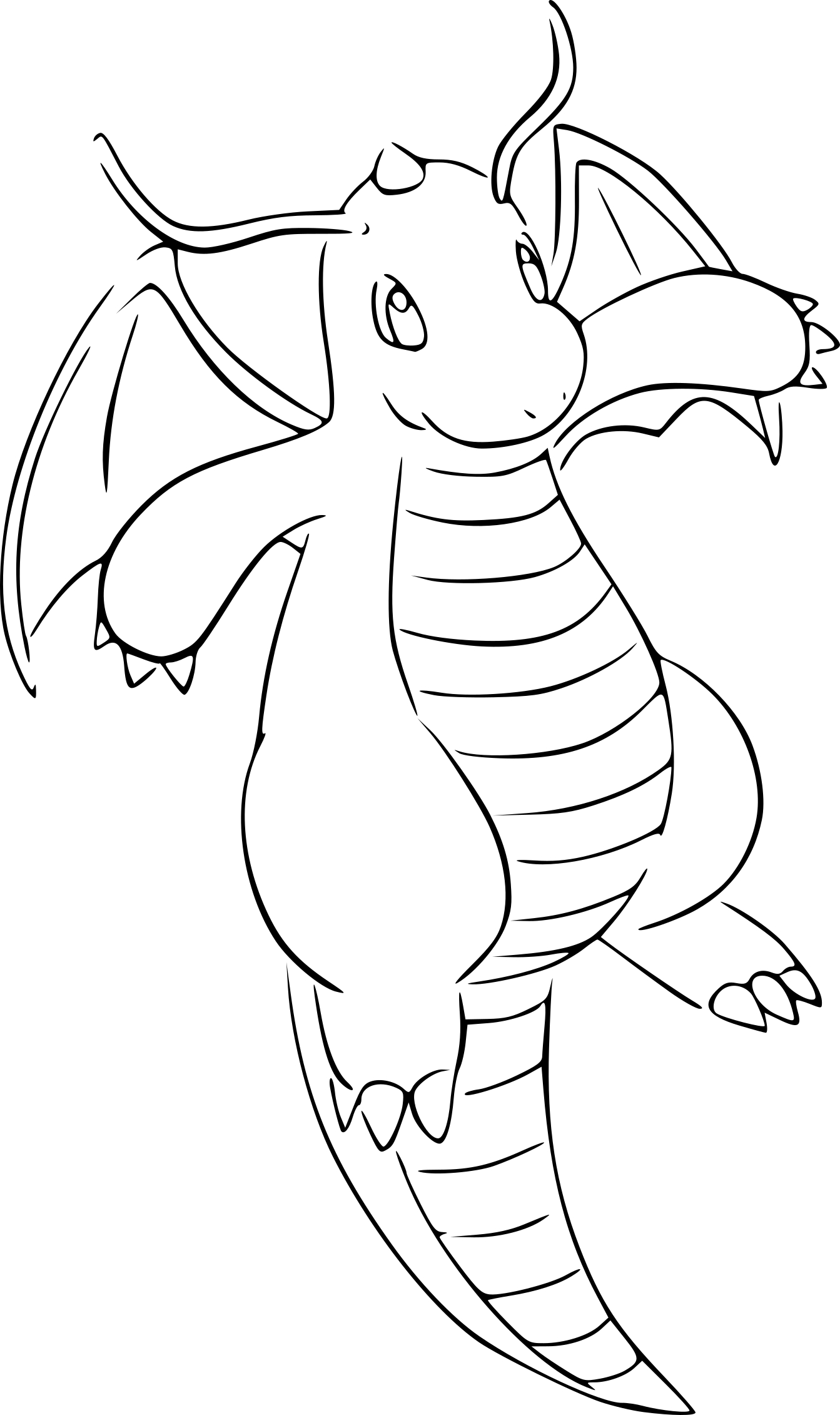 1343x2261 Pokemon Dragonite Coloring Page