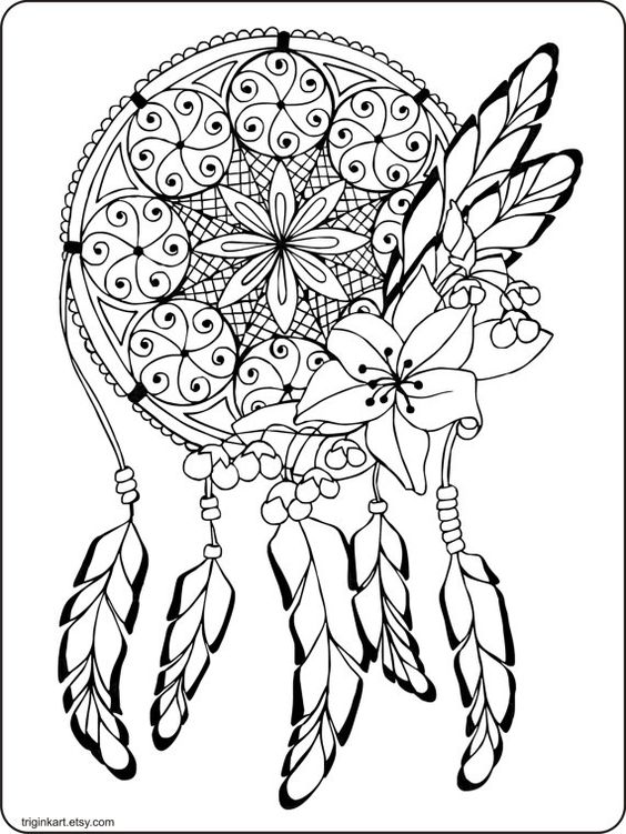 564x751 Dreamcatcher Coloring Pages Dream Catcher Adult Coloring Page