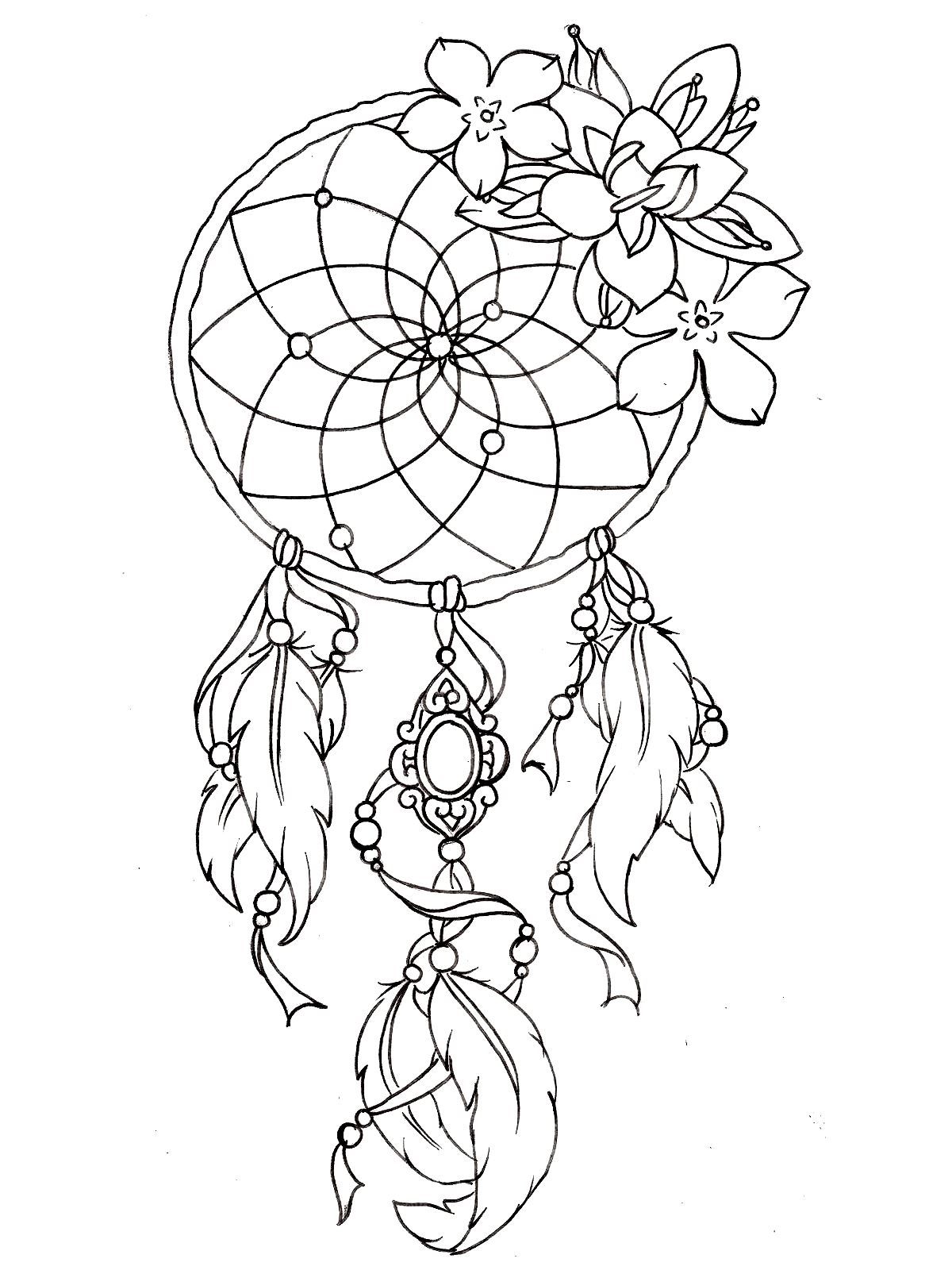1200x1600 Free Coloring Page Dreamcatcher Color Art