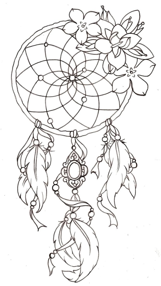 670x1191 Dreamcatcher Coloring Page