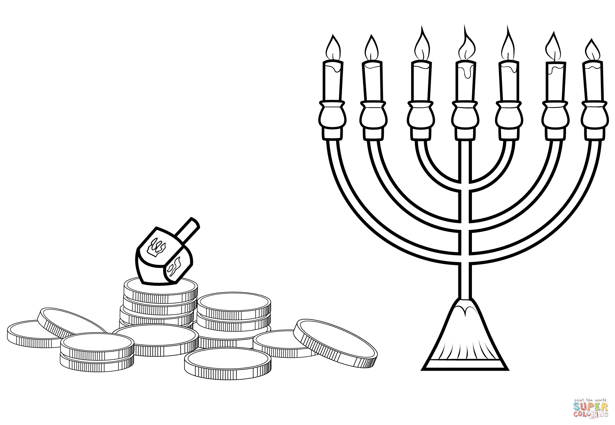 2046x1414 Dreidel Coloring Pages Beautiful Hanukkah Menorah Dreidel And Gelt