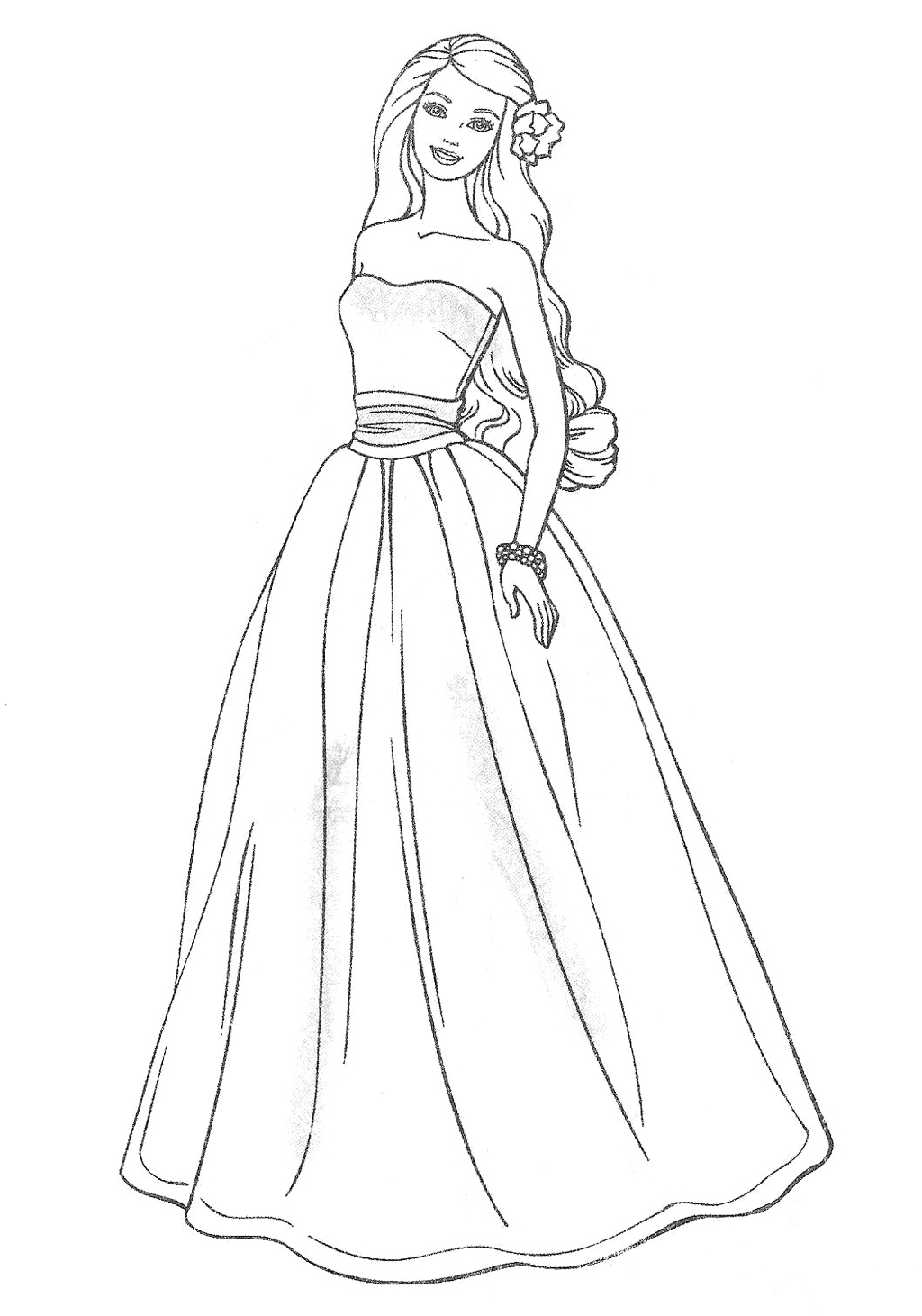 1024x1461 Delighted Coloring Page Of A Dress Last Chance Barbie For Girls