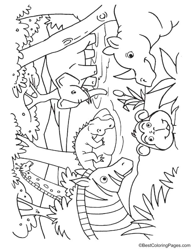 612x792 Animals Drinking Water Coloring Page Download Free Animals