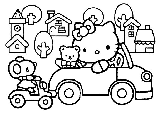 600x450 Hello Kitty Driving Car Aroundwn Coloring Pages Best Place