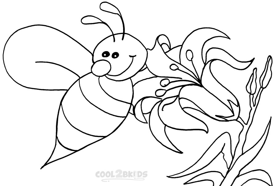 900x607 Bee Coloring Pages