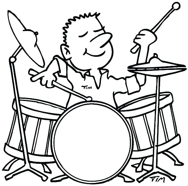 600x593 Drum Coloring Pages Drum Coloring Page Packed With Drum Coloring