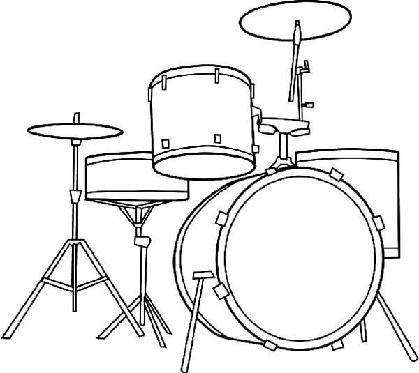 600x535 Awesome Musical Instruments Drum Set Coloring Pages Bulk Color