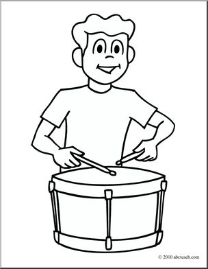304x392 Clip Art Boy Playing Drum (Coloring Page) I Abcteach