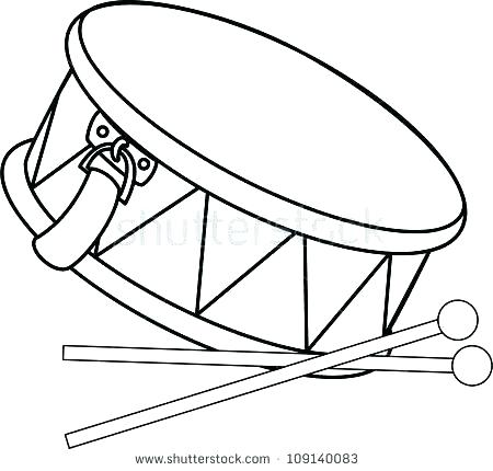 450x430 Drum Coloring Page Pin Drawn Instrument Snare Kit Sheet Set Col