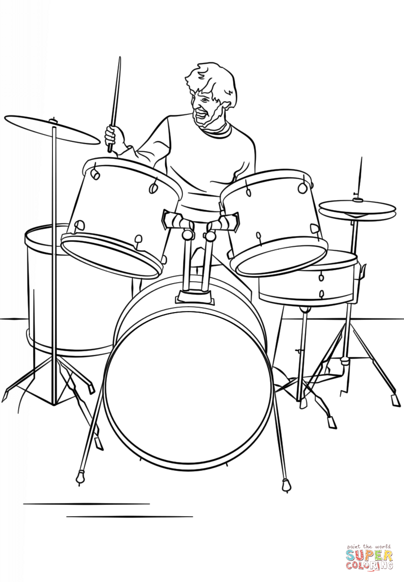 824x1186 Drawing Of A Drum Set