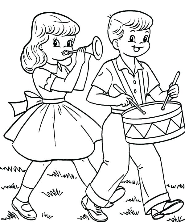 600x719 Drum Coloring Page Drum Coloring Page Boy Play The Drum