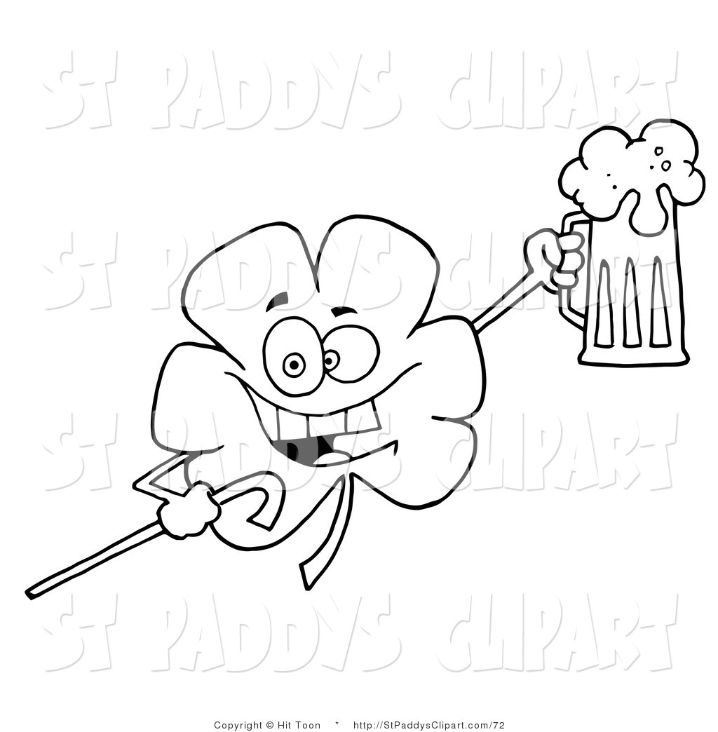 1024x1044 Vector Clip Art Of An Outlined Drunk Shamrock By Hit Toon
