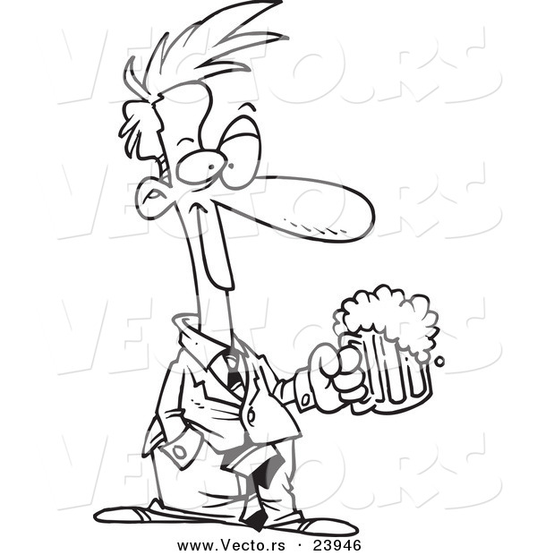 600x620 Vector Of A Cartoon Businessman With Beer