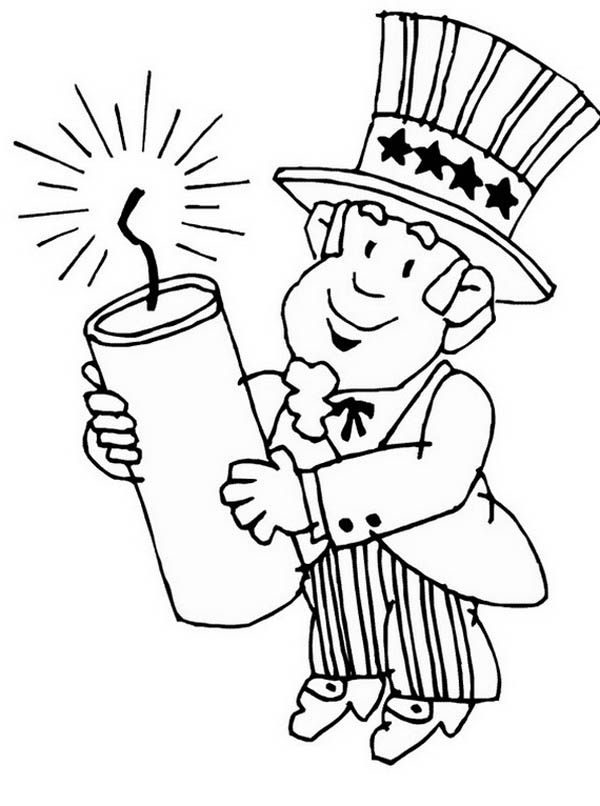 600x806 Uncle Sam Holding A Dynamite Coloring Page