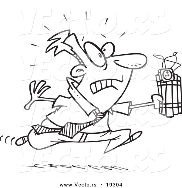 600x620 Vector Of A Cartoon Businessman Running With Dynamite