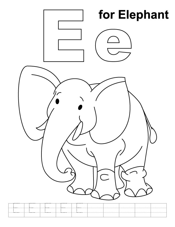 612x792 E Is For Elephant Coloring Page