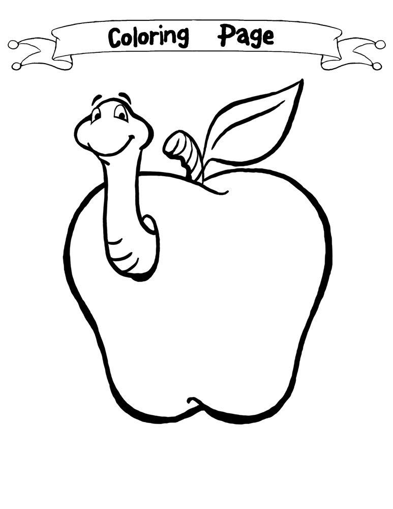 773x1000 Worm Coloring Page Food Scraps Apple