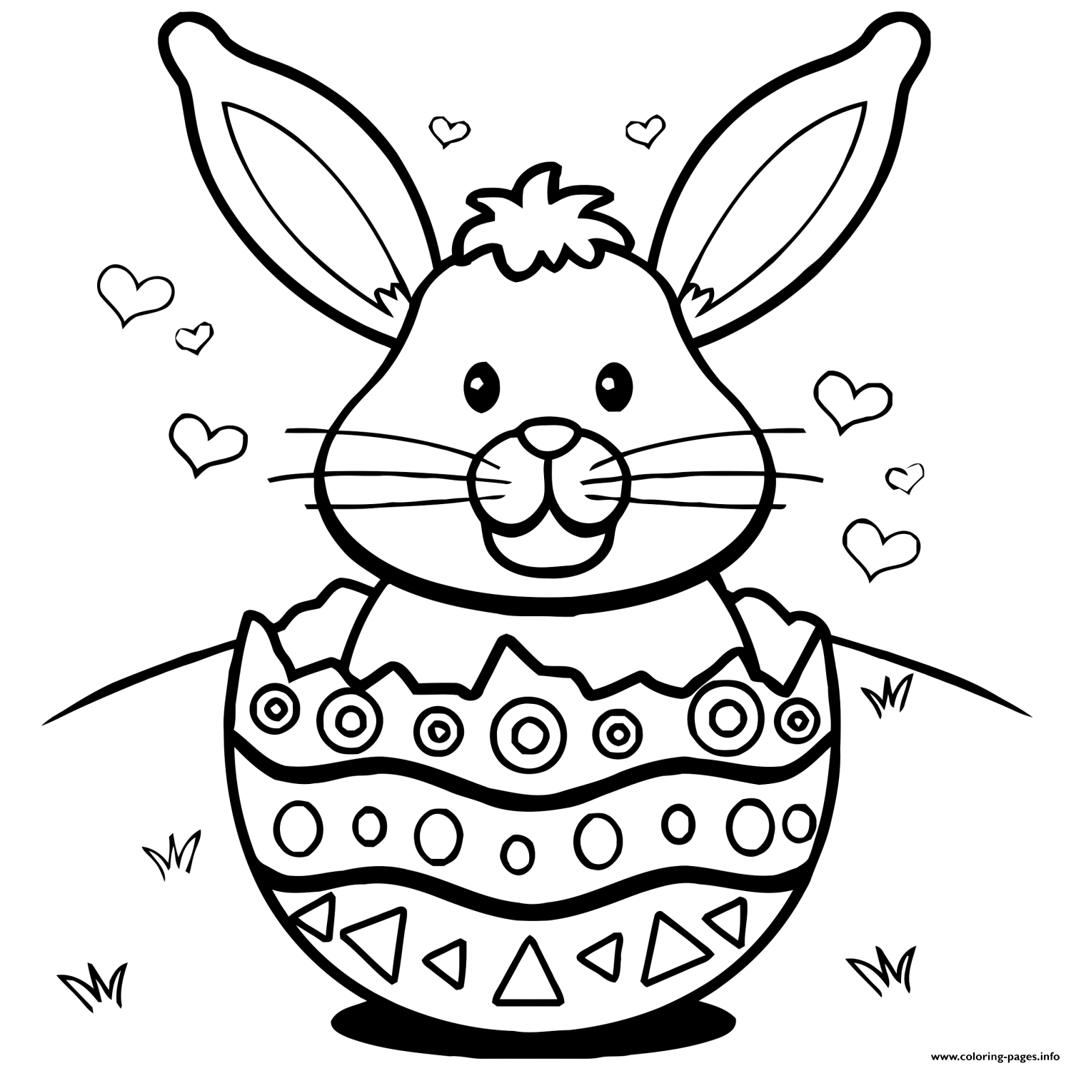 1500x1493 Easter Bunny Eggs Hearts Coloring Pages Printable