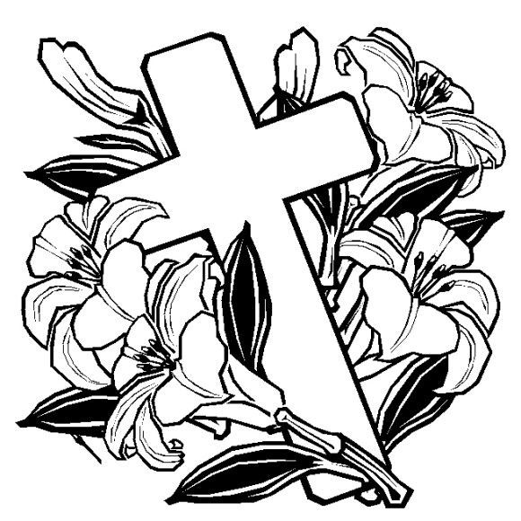 580x580 Coloring Pages Of Crosses With Roses Easter Cross And Church