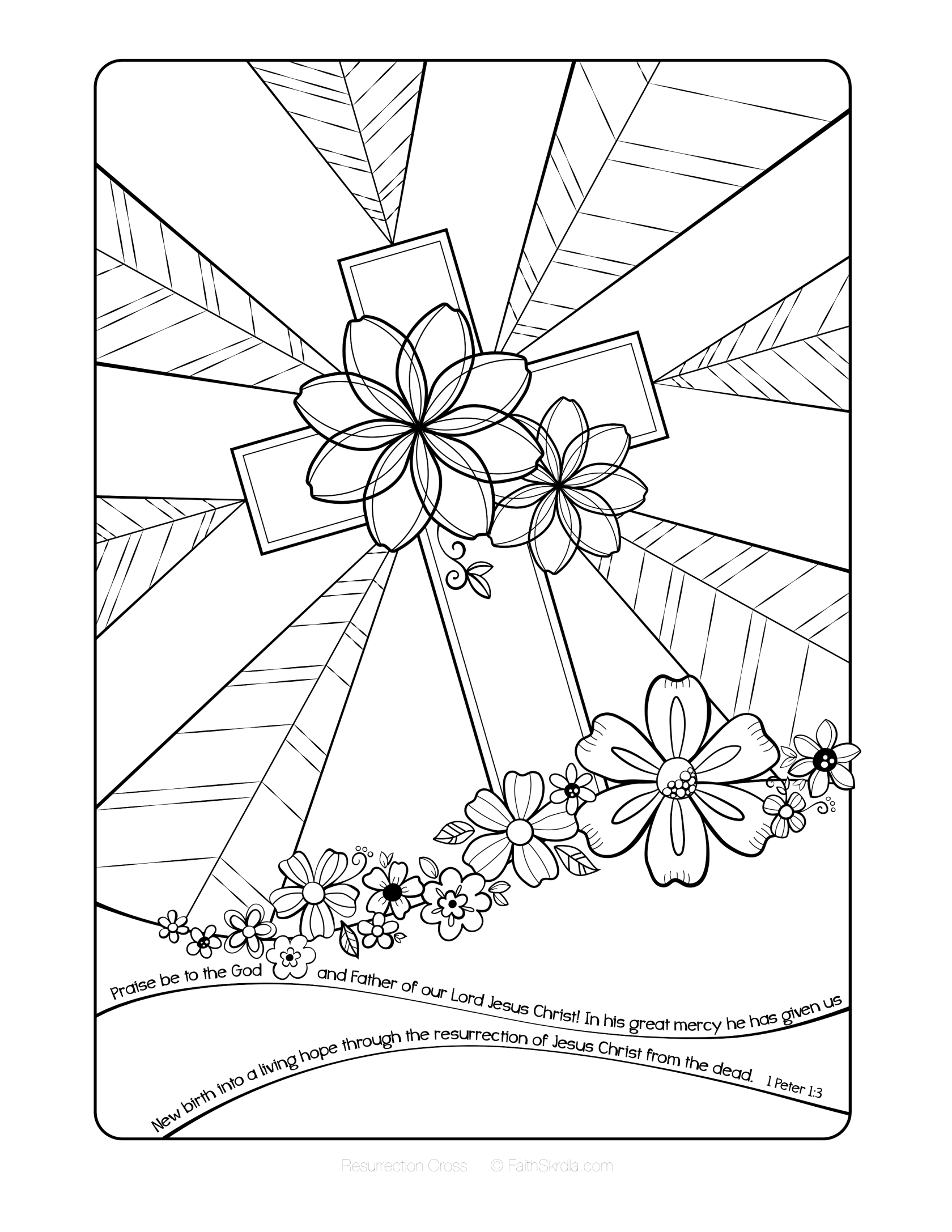 1680x2174 Free Easter Adult Coloring Page By Faith Skrdla Resurrection Cross