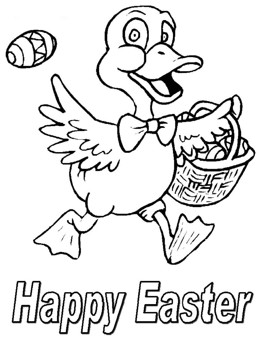 850x1100 Happy Easter Coloring Pages Ducks Hunting Eggs Easter Coloring