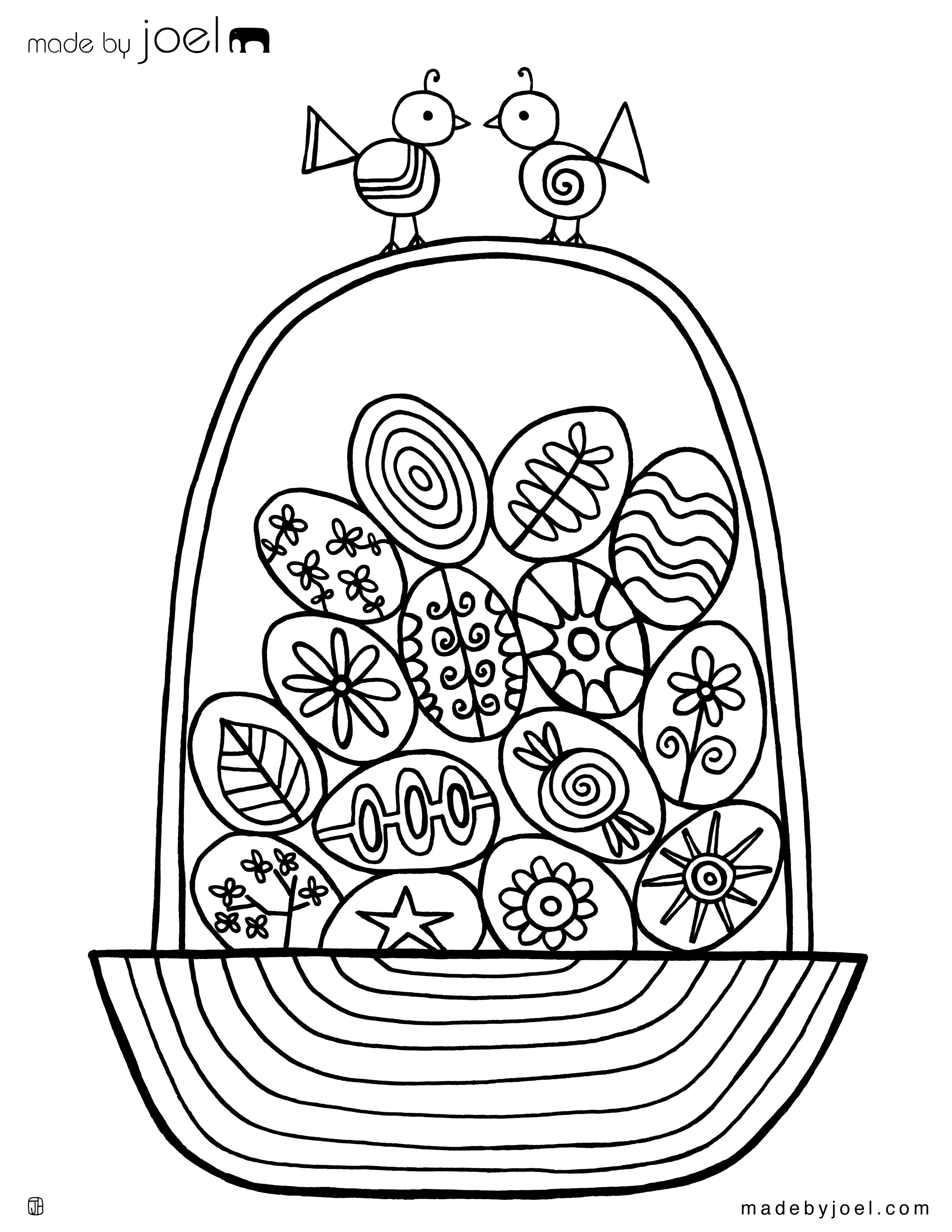 2550x3300 Made By Joel Easter Egg Basket Coloring Sheet Pobarvanke