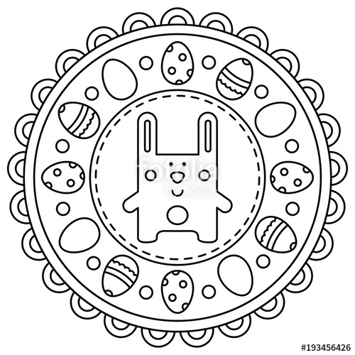 500x500 Easter Mandala. Coloring Page. Vector Illustration. Stock Image