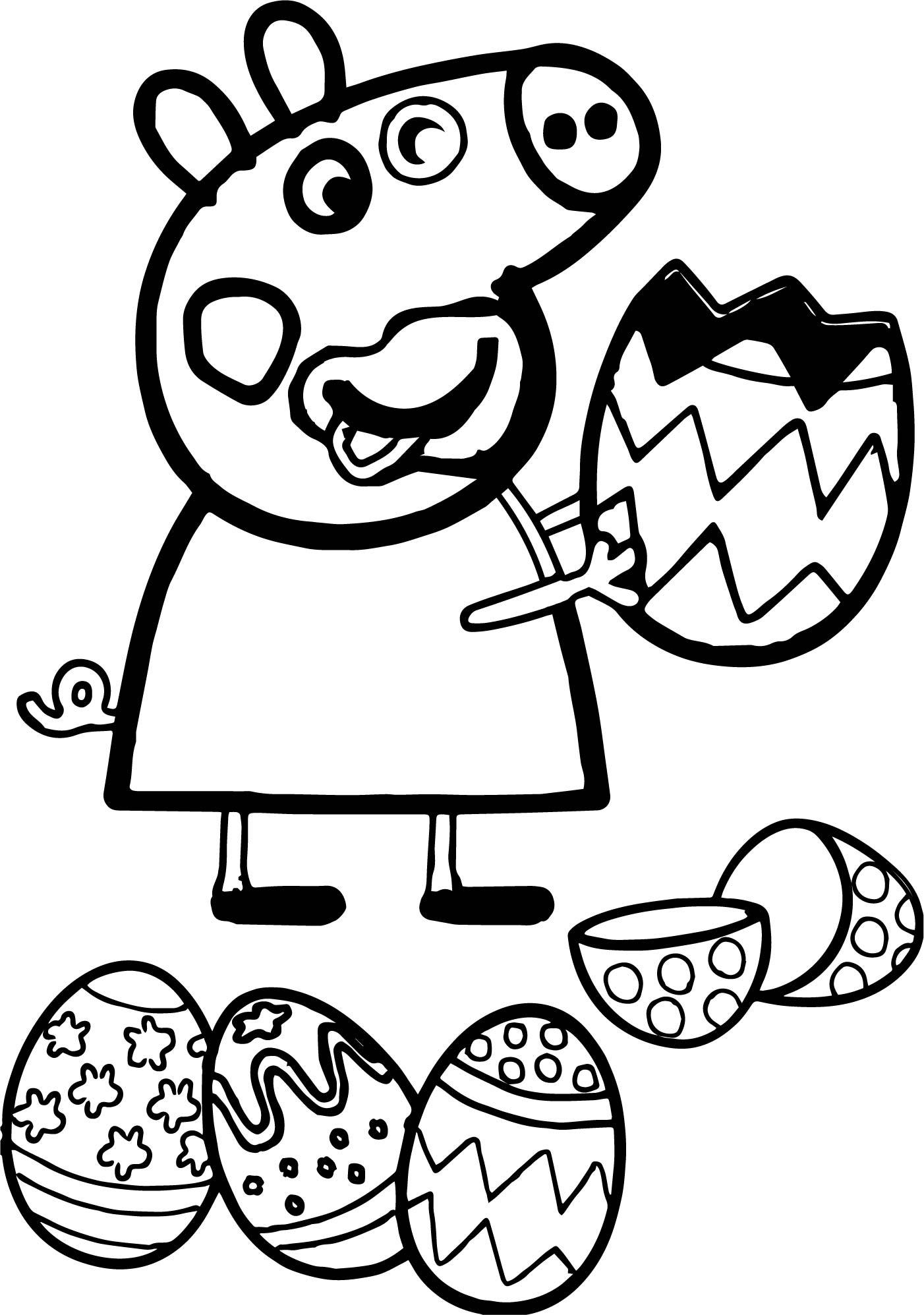 1402x1995 Astonishing Peppa Pig Funny Eating Easter Egg Coloring Page