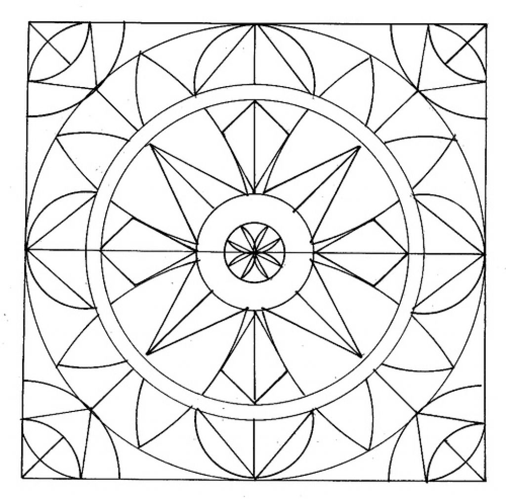 1024x1009 Easy Geometric Abstract Coloring Page For Kids Fun Ideas