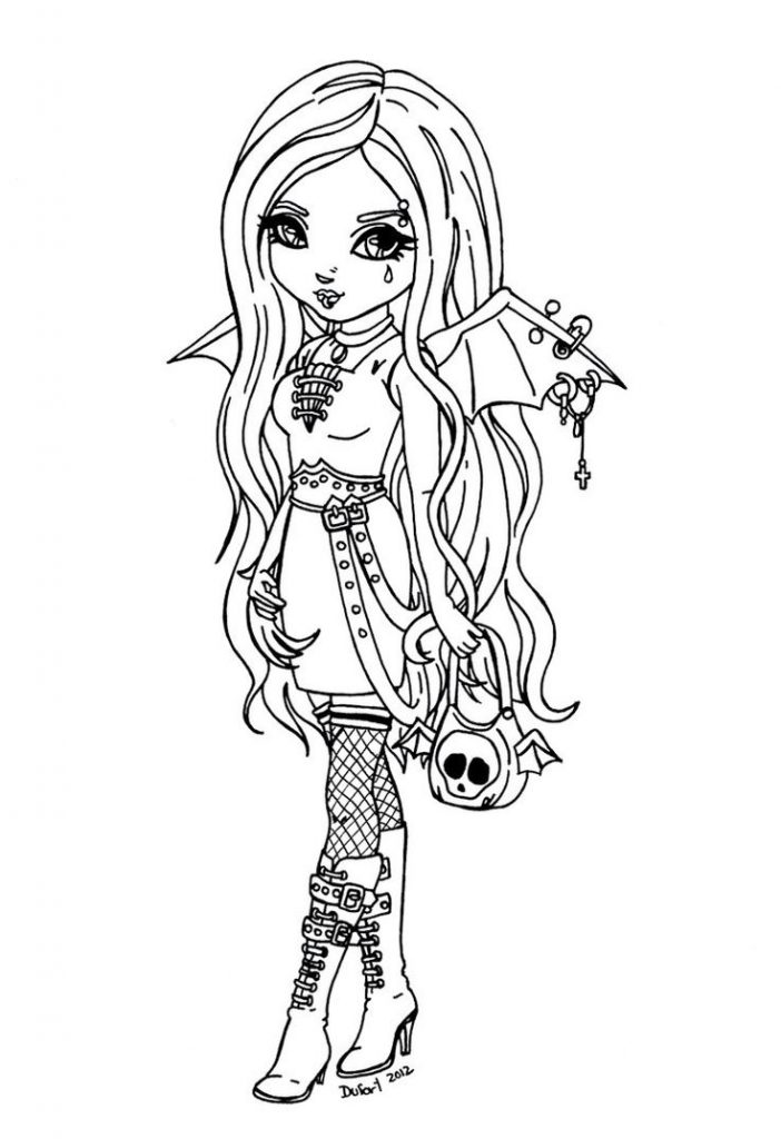 702x1024 Gothic Coloring Pages Easy Anime Colouring Fairy For Adults Girl