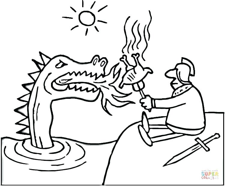 750x621 Unique Dragons Coloring Pages And Brave Knight Grills The Chicken