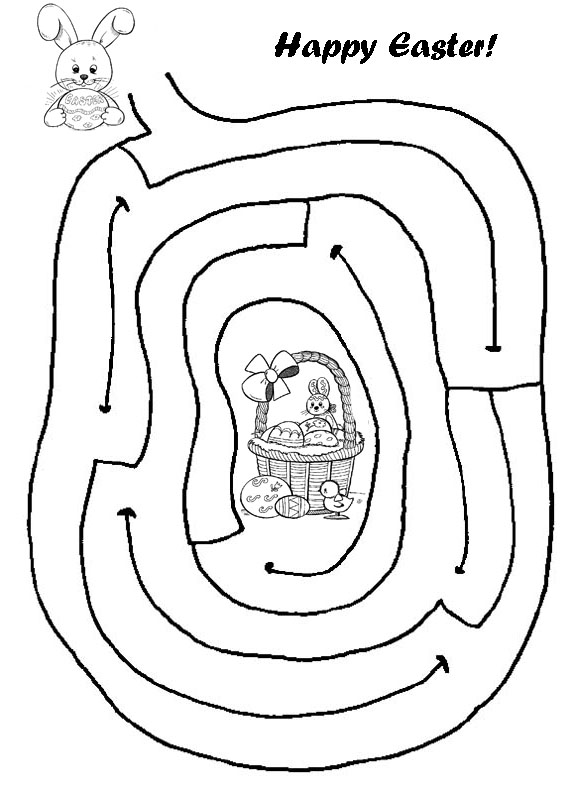 573x792 Easter Maze! Help The Bunny Get To The Basket By Drawing In His