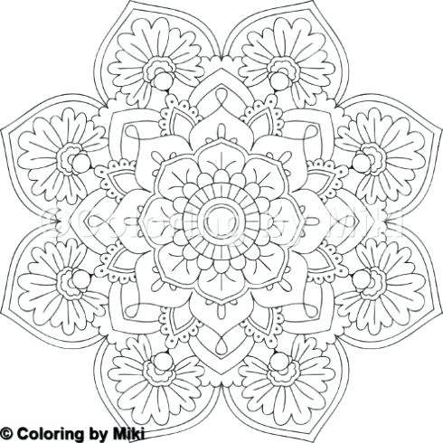 490x490 Flower Mandala Coloring Pages Flower Mandala Coloring Page 2 Easy