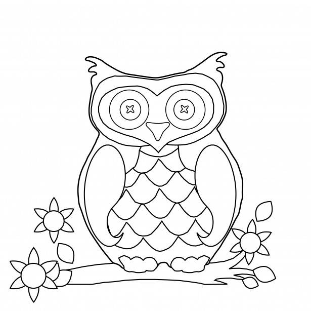 615x614 Cute Owl Coloring Pages