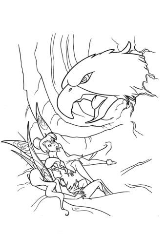 342x480 Vidia And Tinkerbell Are Attacked By Hawk Coloring Page