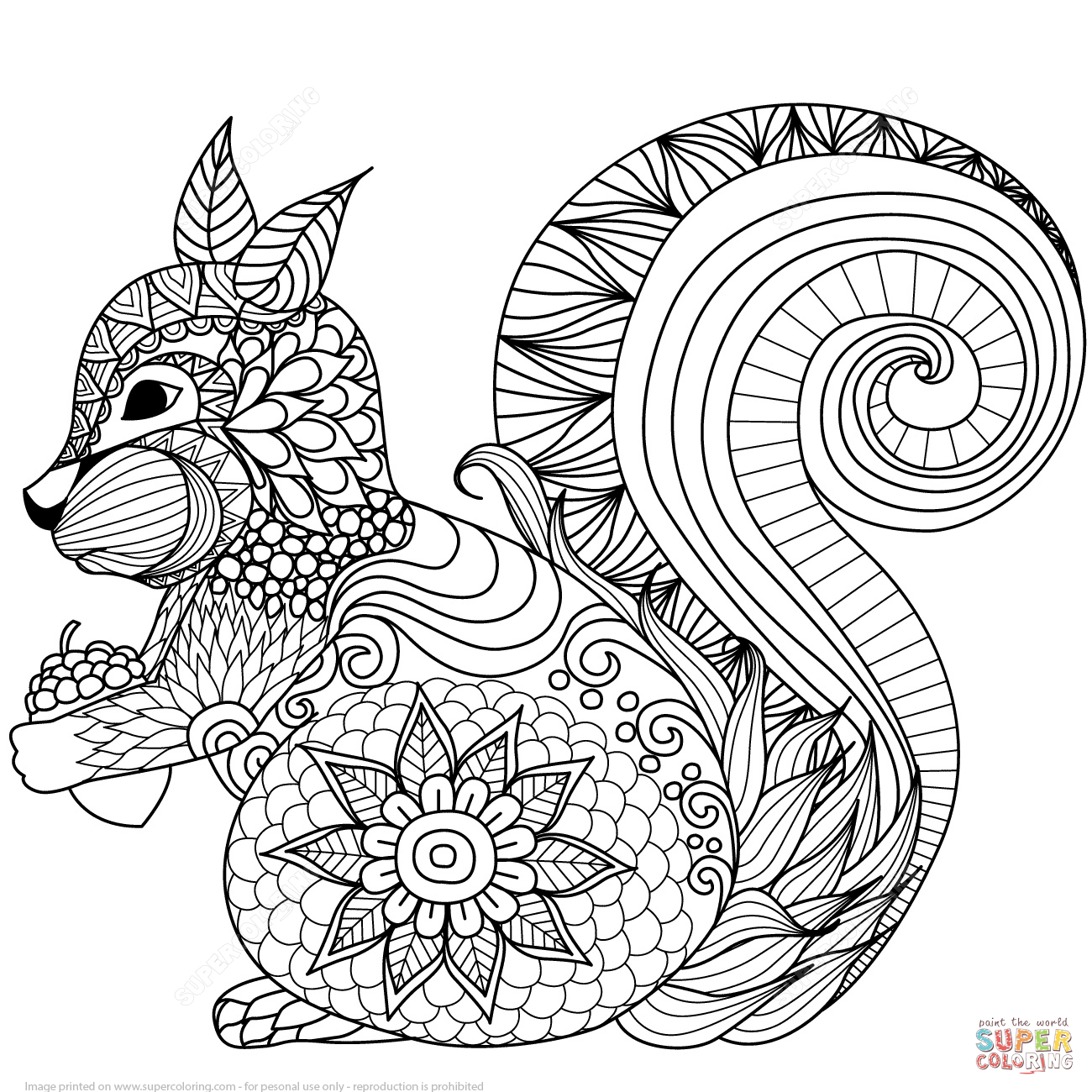 1300x1300 Lovely Squirrel Zentangle Coloring Page Free Printable Coloring